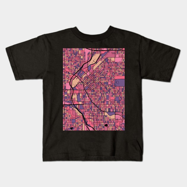 Denver Map Pattern in Purple & Pink Kids T-Shirt by PatternMaps